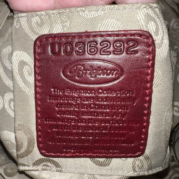 Brighton Alligator Embossed Leather Shoulder‎ Handbag Purse Bag Red Heart Charm - Picture 12 of 12